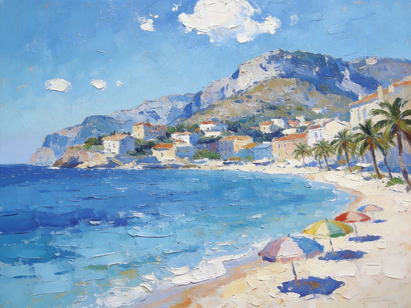 Landscape Paintings for Living Room, Ocean View Beach, Hand Painted Canvas Art, Small Canvas Paintings, Landscape Wall Art Paintings, Original Oil Paintings-Art Painting Canvas