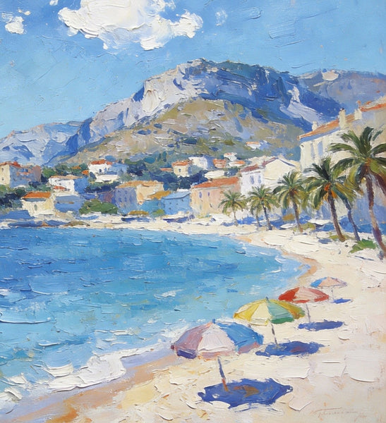 Landscape Paintings for Living Room, Ocean View Beach, Hand Painted Canvas Art, Small Canvas Paintings, Landscape Wall Art Paintings, Original Oil Paintings-Art Painting Canvas