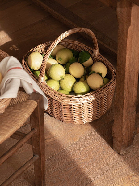 Lovely Willow Weaving Baskets for Vegetable, Large Picnic Food Basket with Handle, Natural Hand-woven Wicker Storage Basket, Natural Fruit Basket, Kitchen Storage Baskets-Art Painting Canvas