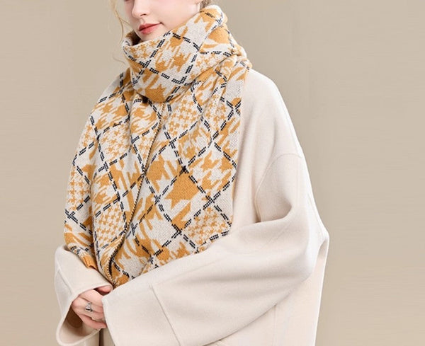 Holiday Scarf, Winter Wool Scarf, Warm Winter Scarf, Soft Cashmere Scarf for Women, Elegant Wool Scarves, Christmas Gifts for Her, Cold Weather Scarf, Fashion Scarf-Art Painting Canvas