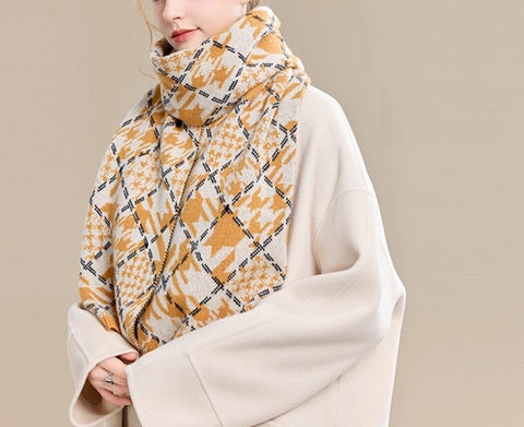 Holiday Scarf, Winter Wool Scarf, Warm Winter Scarf, Soft Cashmere Scarf for Women, Elegant Wool Scarves, Christmas Gifts for Her, Cold Weather Scarf, Fashion Scarf-Art Painting Canvas