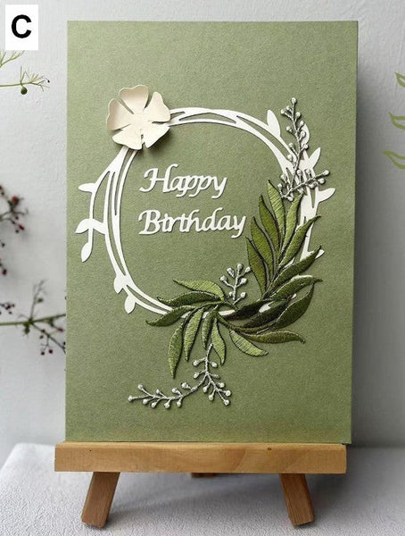 Beautiful Greeting Cards to Friends, Embroidery Greeting Cards, Creative Birthday Greeting Card, Original Handmade Embroidery Greeting Cards-Art Painting Canvas