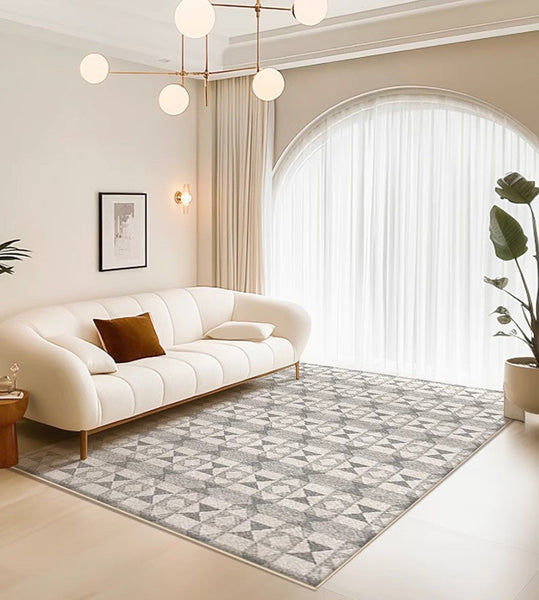 Modern Floor Rugs for Bedroom, Extra Large Geometric Modern Rugs for Office, Large Gray Floor Rugs for Living Room, Dining Room Floor Rug-Art Painting Canvas