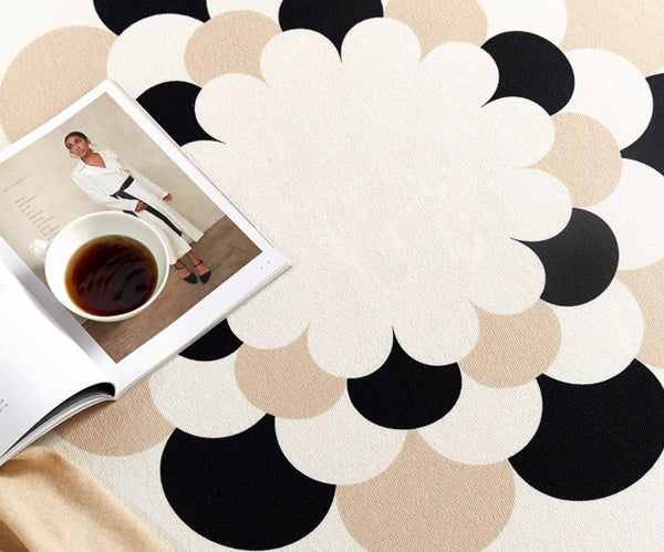 Abstract Contemporary Round Rugs under Chairs, Circular Area Rugs for Bedroom, Modern Rugs for Dining Room, Flower Pattern Modern Rugs for Living Room