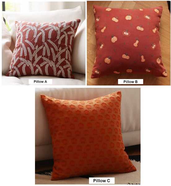 Decorative Pillows for Couch, Farmhouse Sofa Decorative Pillows, Wheat Stalk Pumpkin Decorative Throw Pillows, Embroider Cotton Pillow Covers-Art Painting Canvas