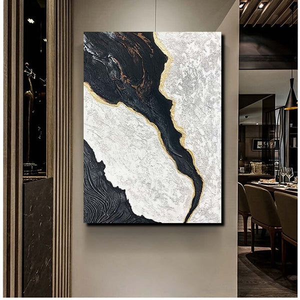 Black Modern Painting, Living Room Wall Art Ideas, Acrylic Canvas Paintings, Simple Wall Art Ideas, Contemporary Painting-Art Painting Canvas
