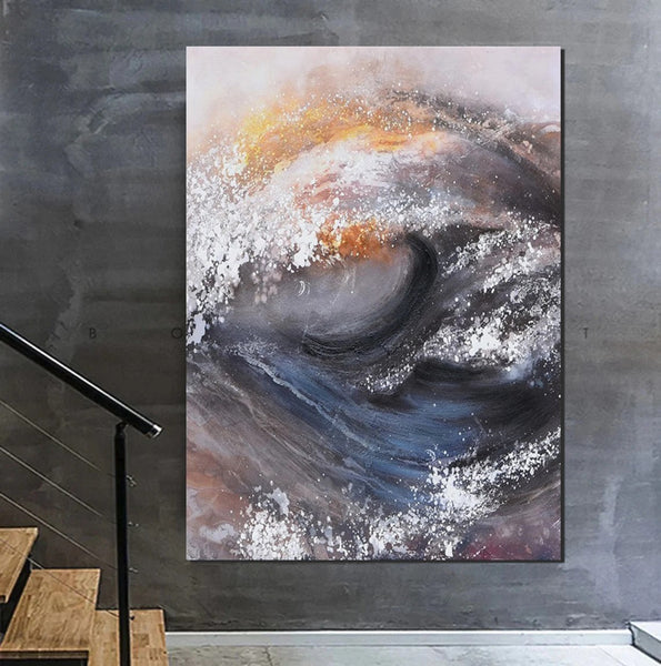 Living Room Modern Paintings, Big Wave Painting, Acrylic Canvas Paintings, Large Painting on Canvas, Modern Abstract Painting-Art Painting Canvas