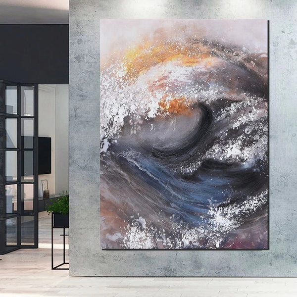 Living Room Modern Paintings, Big Wave Painting, Acrylic Canvas Paintings, Large Painting on Canvas, Modern Abstract Painting-Art Painting Canvas
