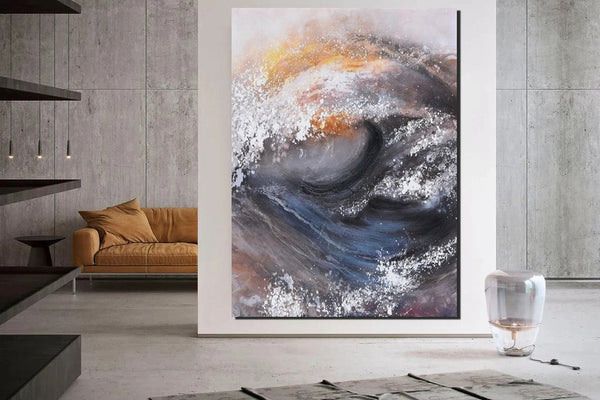 Living Room Modern Paintings, Big Wave Painting, Acrylic Canvas Paintings, Large Painting on Canvas, Modern Abstract Painting-Art Painting Canvas