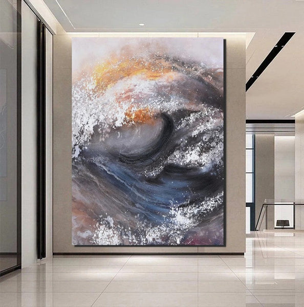 Living Room Modern Paintings, Big Wave Painting, Acrylic Canvas Paintings, Large Painting on Canvas, Modern Abstract Painting-Art Painting Canvas
