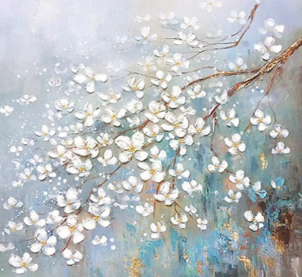 Abstract Flower Painting, Extra Large Abstract Paintings on Canvas, Hand Painted Abstract Painting, Bedroom Wall Art Ideas, Heavy Texture Painting-Art Painting Canvas