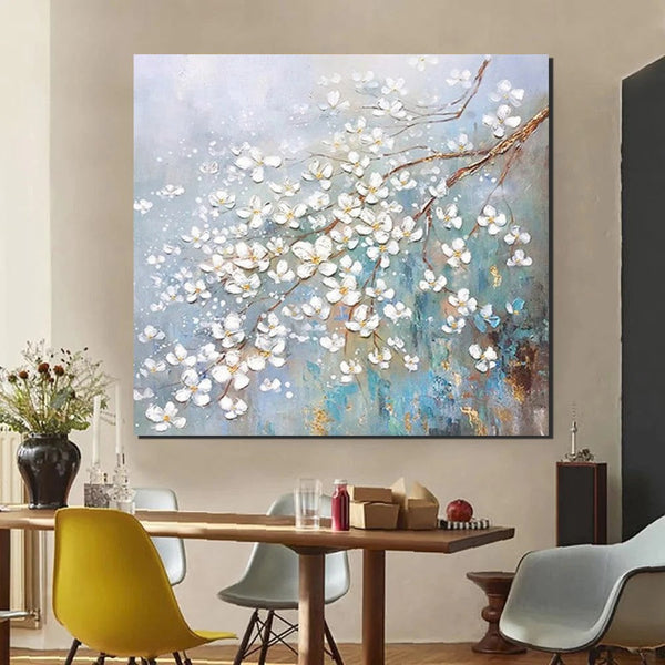 Abstract Flower Painting, Extra Large Abstract Paintings on Canvas, Hand Painted Abstract Painting, Bedroom Wall Art Ideas, Heavy Texture Painting-Art Painting Canvas