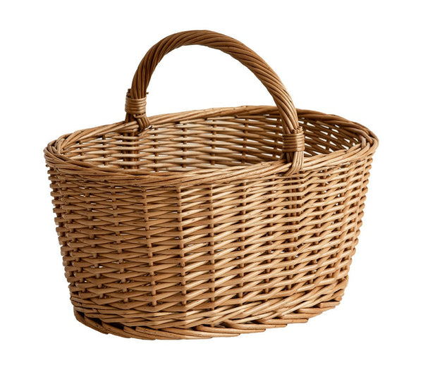 Small Picnic Storage Basket with Handle, Hand-woven Wicker Storage Basket, Willow Weaving Baskets for Vegetable, Natural Fruit Basket, Kitchen Storage Baskets-Art Painting Canvas