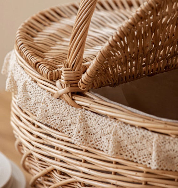 Extra Large Kitchen Storage Baskets, Picnic Storage Basket with Handle, Natural Hand-woven Wicker Storage Basket, Lovely Willow Weaving Baskets for Vegetable, Natural Fruit Storage Baskets-Art Painting Canvas