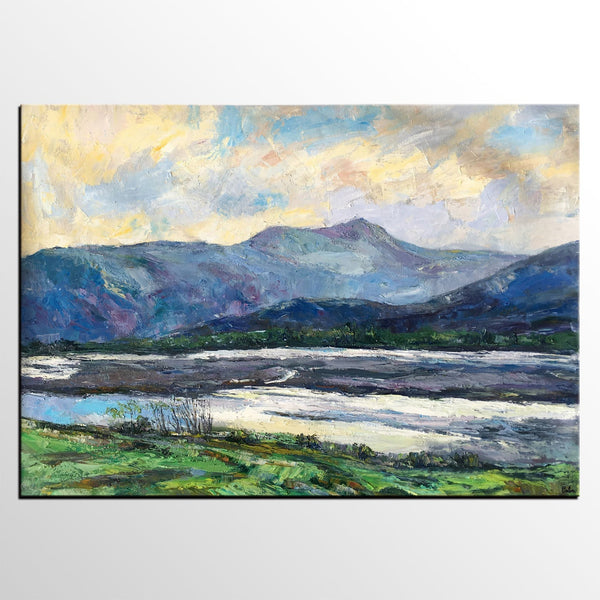 Landscape Canvas Painting, Canvas Wall Art Painting, Mountain Landscape Paintings, Custom Large Painting, Autumn Mountain Painting-Art Painting Canvas