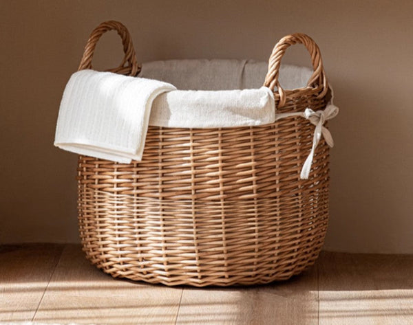 Large Round Storage Basket for Clothes, Natural Hand-woven Wicker Storage Basket for Clothes, Willow Weaving Baskets for Clothes, Extra Large Kitchen Storage Baskets-Art Painting Canvas