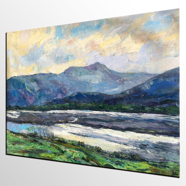 Landscape Canvas Painting, Canvas Wall Art Painting, Mountain Landscape Paintings, Custom Large Painting, Autumn Mountain Painting-Art Painting Canvas