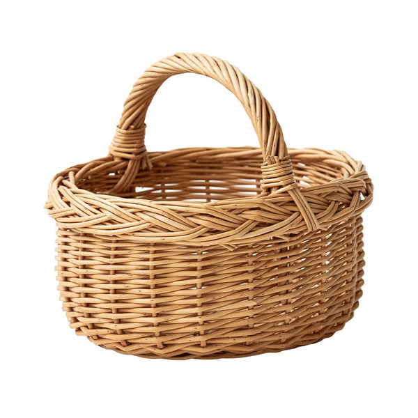 Small Kitchen Storage Baskets, Picnic Storage Basket with Handle, Hand-woven Wicker Storage Basket, Natural Fruit Basket, Willow Weaving Baskets for Vegetable-Art Painting Canvas