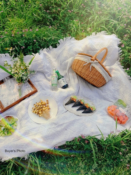 Picnic Storage Basket with Handle, Extra Large Kitchen Storage Baskets, Natural Hand-woven Wicker Storage Basket, Lovely Willow Weaving Baskets for Vegetable, Natural Fruit Storage Baskets-Art Painting Canvas