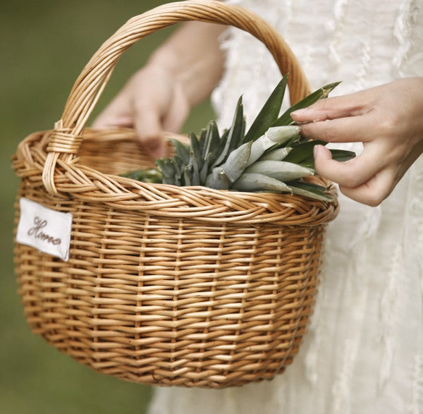 Hand-woven Wicker Storage Basket, Large Picnic Food Basket with Handle, Willow Weaving Baskets for Vegetable, Natural Fruit Basket, Kitchen Storage Baskets-Art Painting Canvas