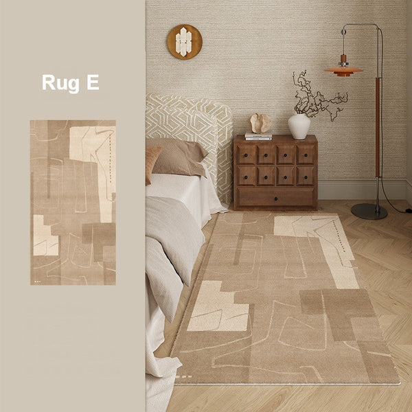 Abstract Modern Rugs for Living Room, Contemporary Modern Rugs Next to Bed, Geometric Modern Rugs under Dining Room Table, Brown Modern Carpets for Office-Art Painting Canvas