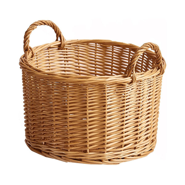 Small Picnic Fruit Basket with Handle, Kitchen Storage Baskets, Natural Hand-woven Wicker Round Storage Basket, Small Willow Weaving Baskets for Vegetable, Natural Fruit Storage Basket-Art Painting Canvas