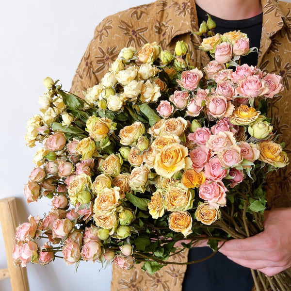 A Bouquet of Dried Rose Flowers, Dried Rose Flower Bouquet, Natural Dried Rose Flower Bunches, A Bunch Dried Rose Flowers, Red Yellow Purple Dried Rose Floral-Art Painting Canvas