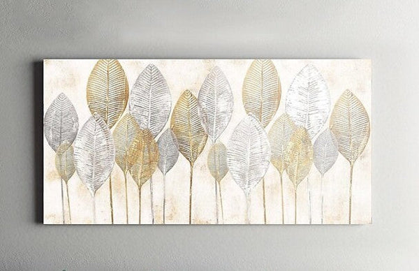 Abstract Leaves Paintings, Contemporary Wall Art Paintings, Simple Modern Paintings for Dining Room-Art Painting Canvas