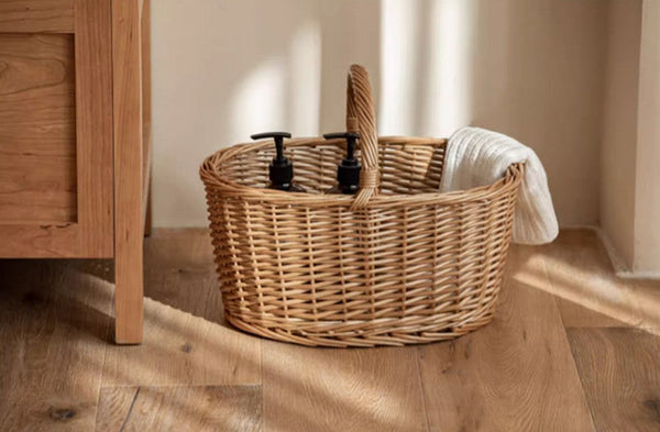 Small Picnic Storage Basket with Handle, Hand-woven Wicker Storage Basket, Willow Weaving Baskets for Vegetable, Natural Fruit Basket, Kitchen Storage Baskets-Art Painting Canvas