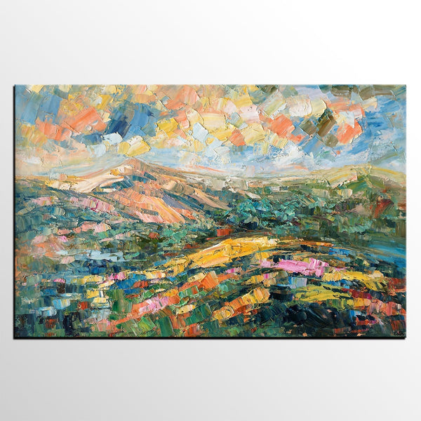 Landscape Oil Painting, Abstract Autumn Mountain Painting, Canvas Painting for Sale-Art Painting Canvas