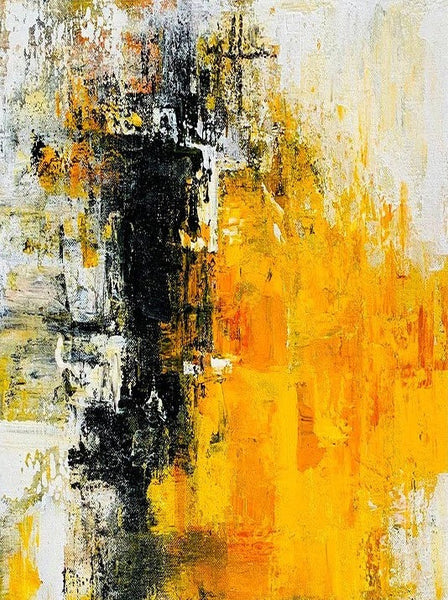 Canvas Painting for Living Room, Simple Modern Art, Yellow Modern Wall Art Painting, Huge Contemporary Abstract Artwork for Bedroom-Art Painting Canvas