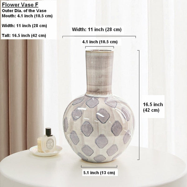 Unique Porcelain Flower Vases, Flower Vases on Table, Contemporary Vases for Modern Home Decor, Ceramic Bouquet Vases, Dining Table Centerpiece-Art Painting Canvas