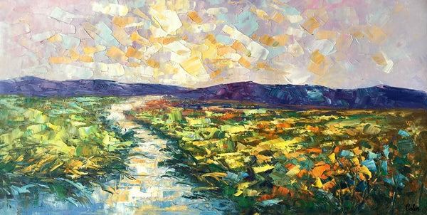 Mountain River Painting, Canvas Oil Paintings, Bedroom Wall Art Paintings, Custom Large Original Oil Painting-Art Painting Canvas