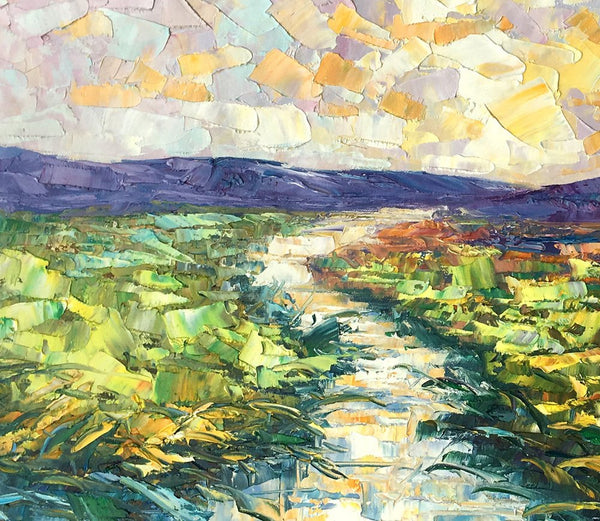 Mountain River Painting, Canvas Oil Paintings, Bedroom Wall Art Paintings, Custom Large Original Oil Painting-Art Painting Canvas
