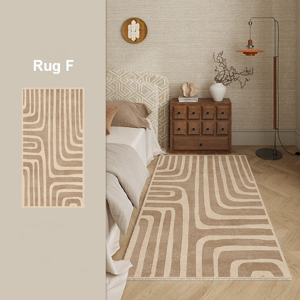 Abstract Modern Rugs for Living Room, Contemporary Modern Rugs Next to Bed, Geometric Modern Rugs under Dining Room Table, Brown Modern Carpets for Office-Art Painting Canvas