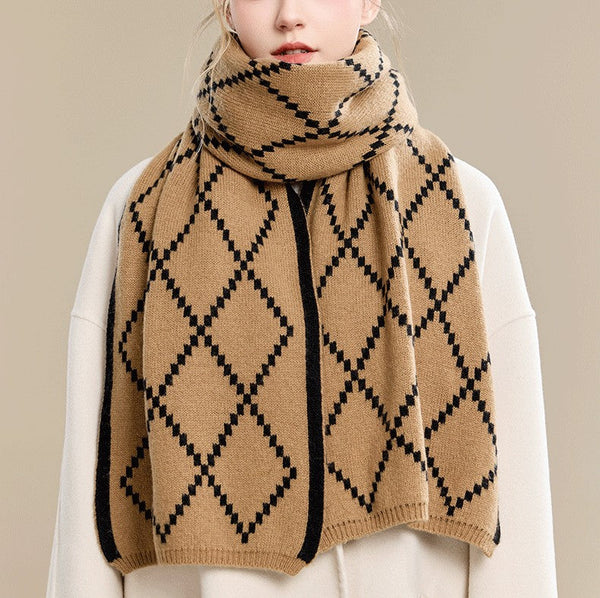 Elegant Wool Scarves, Black Brown Warm Winter Scarf, Winter Wool Scarf, Soft Cashmere Scarf for Women, Cold Weather Scarf, Fashion Scarf, Christmas Gifts for Her, Holiday Scarf-Art Painting Canvas