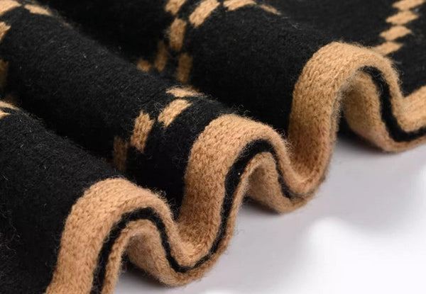Elegant Wool Scarves, Black Brown Warm Winter Scarf, Winter Wool Scarf, Soft Cashmere Scarf for Women, Cold Weather Scarf, Fashion Scarf, Christmas Gifts for Her, Holiday Scarf-Art Painting Canvas