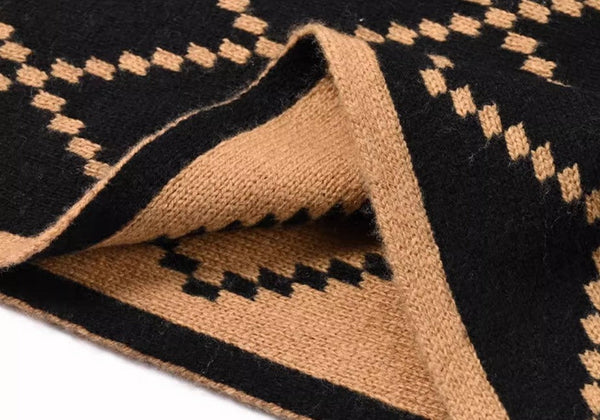 Elegant Wool Scarves, Black Brown Warm Winter Scarf, Winter Wool Scarf, Soft Cashmere Scarf for Women, Cold Weather Scarf, Fashion Scarf, Christmas Gifts for Her, Holiday Scarf-Art Painting Canvas