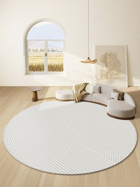 Abstract Contemporary Round Rugs for Dining Room, Geometric Modern Rug Ideas for Living Room, Soft Modern Rugs for Dining Room, Circular Modern Rugs for Bathroom-Art Painting Canvas