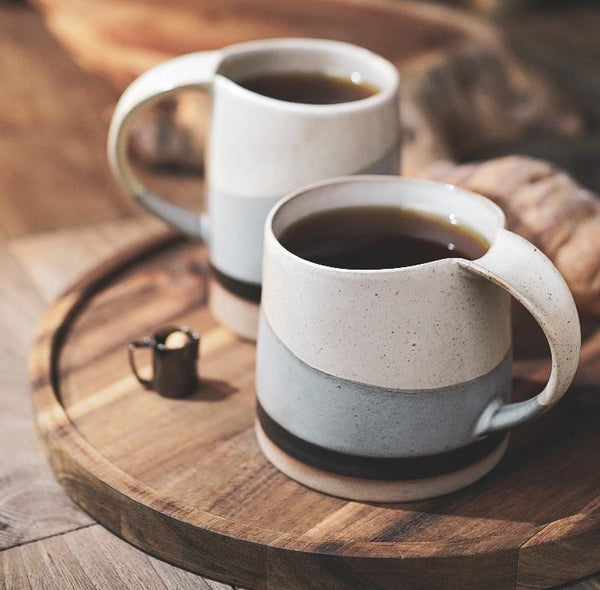 Black Pottery Coffee Cup, Ceramic Coffee Mug, Latte Coffee Cup, Handmade Coffee Cup, Large Tea Cup-Art Painting Canvas