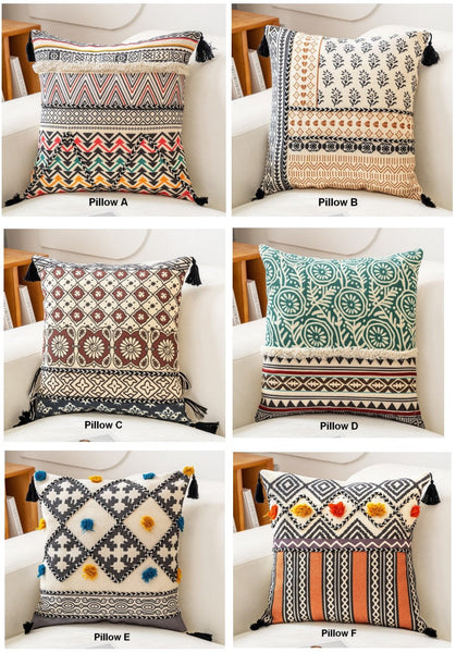 Decorative Throw Pillows for Living Room, Bohemian Decorative Sofa Pillows, Geometric Modern Pillows, Oriental Square Pillows for Couch-Art Painting Canvas