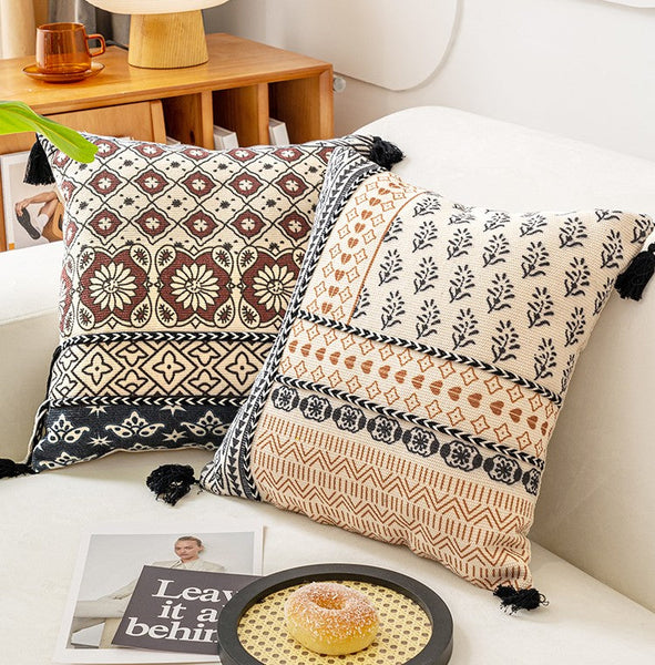 Decorative Throw Pillows for Living Room, Bohemian Decorative Sofa Pillows, Geometric Modern Pillows, Oriental Square Pillows for Couch-Art Painting Canvas