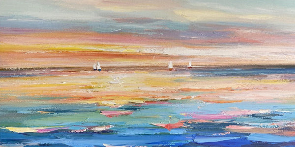 Acrylic Painting on Canvas, Modern Acrylic Canvas Painting, Oversized Canvas Painting for Sale, Simple Painting Ideas for Dining Room, Sail Boat Paintings-Art Painting Canvas
