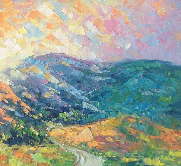 Mountain Landscape Painting, Spring Mountain Painting, Custom Canvas Painting for Sale, Original Paintings for Sale, Oil Painting on Canvas-Art Painting Canvas