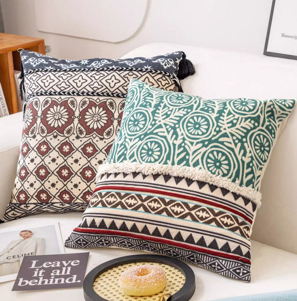 Decorative Throw Pillows for Living Room, Bohemian Decorative Sofa Pillows, Geometric Modern Pillows, Oriental Square Pillows for Couch-Art Painting Canvas