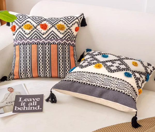 Decorative Throw Pillows for Living Room, Bohemian Decorative Sofa Pillows, Geometric Modern Pillows, Oriental Square Pillows for Couch-Art Painting Canvas