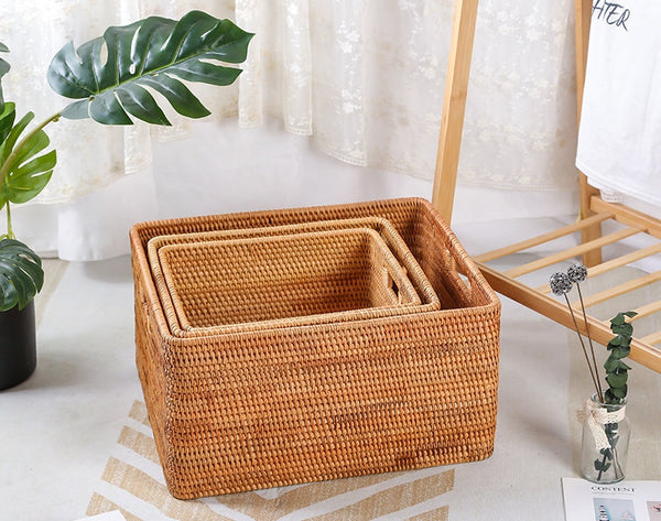 Extra Large Woven Baskets for Living Room, Storage Baskets for Clothes, Storage Baskets for Kitchen, Rectangular Storage Basket for Bedroom, Storage Baskets for Shelves-Art Painting Canvas