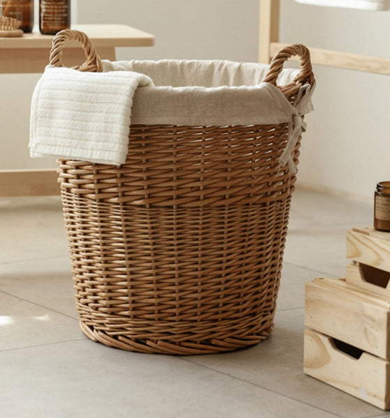 Large Food Storage Basket with Handle, Natural Hand-woven Wicker Storage Basket for Clothes, Willow Weaving Baskets for Clothes, Extra Large Kitchen Storage Baskets-Art Painting Canvas