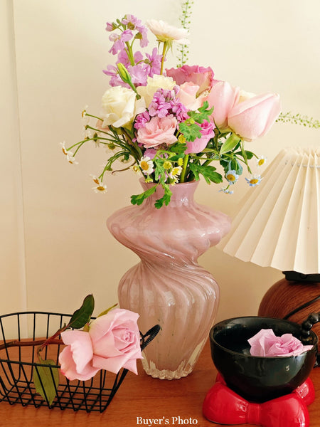 Modern Vases for Living Room, Mid Century Pink Vases for Flowers, Handmade Contemporary Glass Vases, Unique Decorative Glass Vase, Centerpiece Vases on Table-Art Painting Canvas