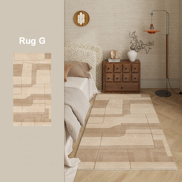 Abstract Modern Rugs for Living Room, Contemporary Modern Rugs Next to Bed, Geometric Modern Rugs under Dining Room Table, Brown Modern Carpets for Office-Art Painting Canvas